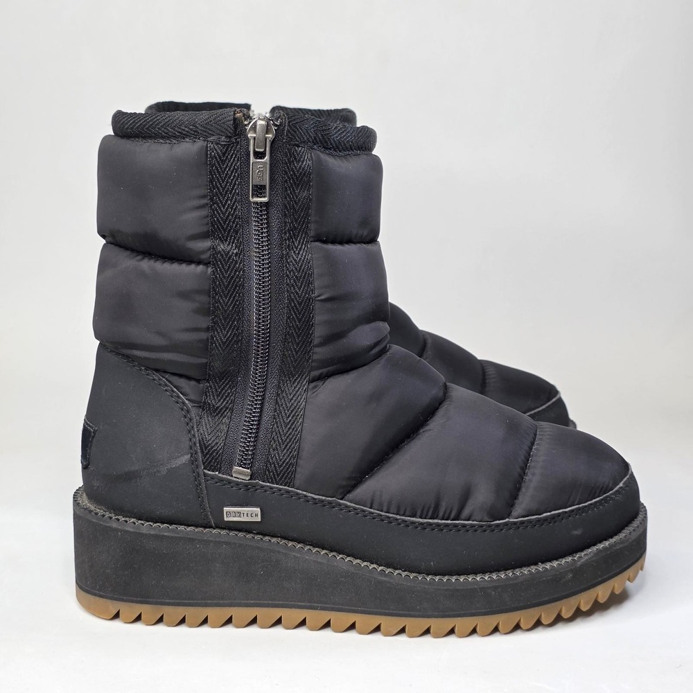 UGG Ridge Mini Black Waterproof Puffer Winter Zip Boots Shoes Women's Size 5